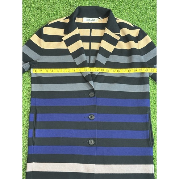 Diane Von Furstenberg Duster Womens Size P Petite Striped Open Jacket‎ Designer - Picture 11 of 15